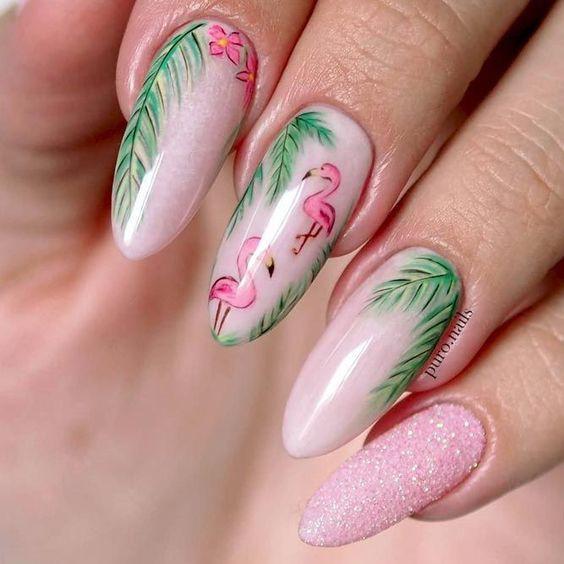 Sticker nails hồng hạc - hình dán móng 3D