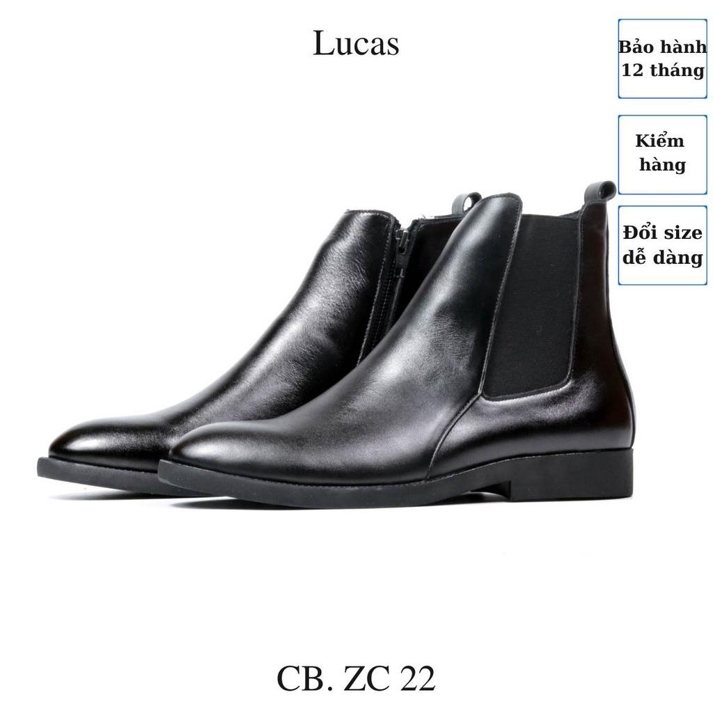 Giày da công sở Chelsea Boots Zip Classic 22 (CB.ZC22) da bò nhập khẩu, Lucas Shoes bảo hành 1 năm