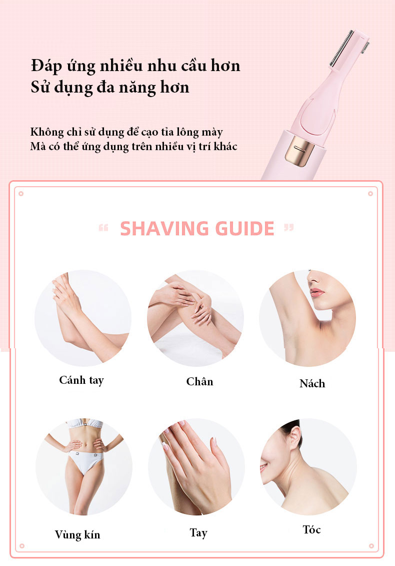 Máy Cạo Tỉa Lông Mày Mini, Cạo Lông Đa Năng - Hàng Chính Hãng