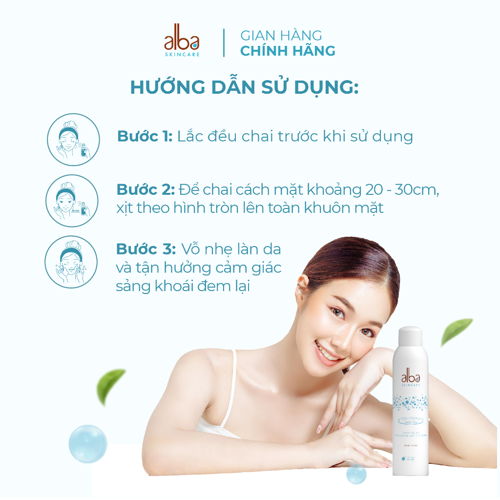 Combo 2 Xịt khoáng Alba Skin Care chống lão hóa dưỡng ẩm dành cho da khô 300ml + 150ml