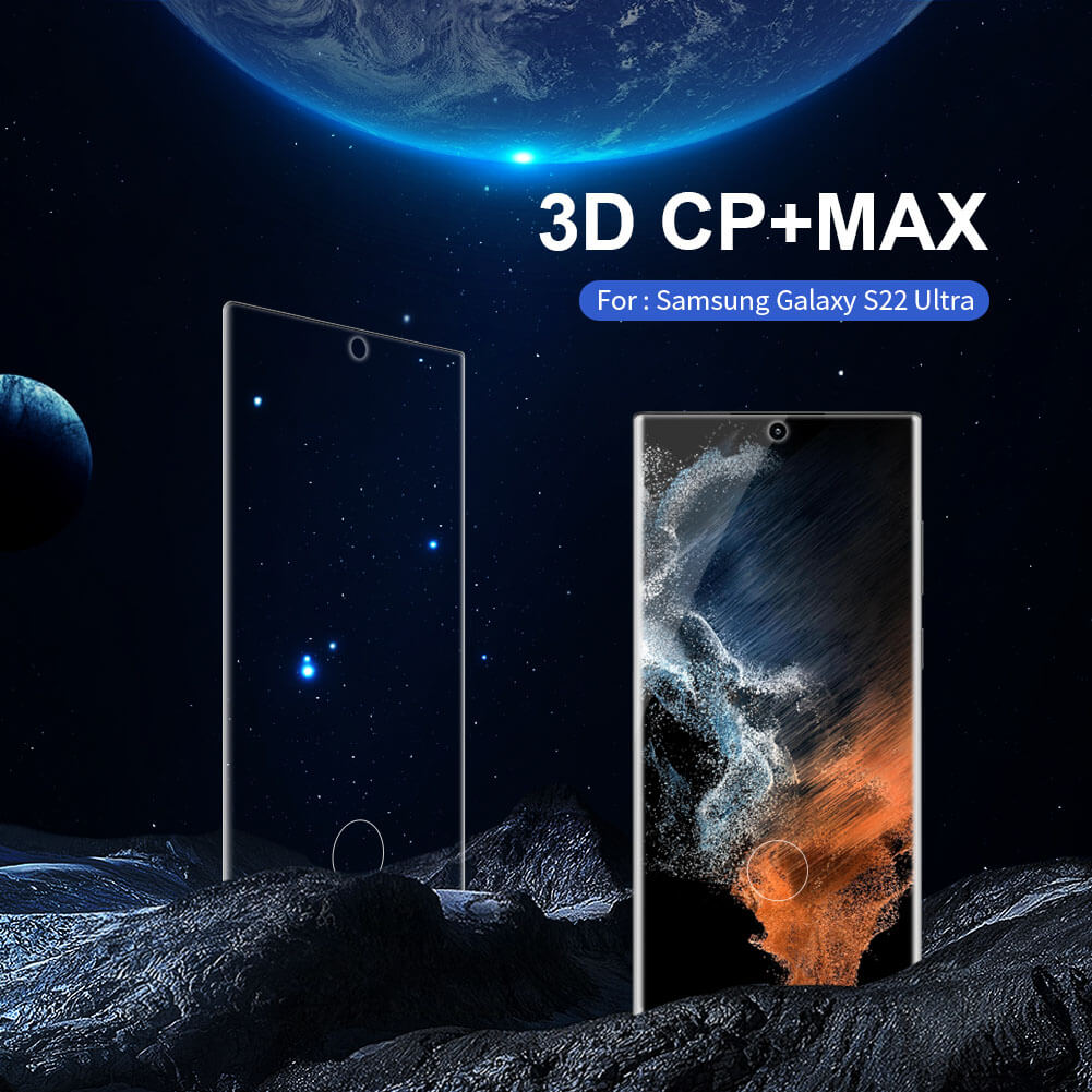 Miếng dán kính cường lực full 3D cho Samsung Galaxy S22 Ultra hiệu Nillkin CP+ Max (Mỏng 0.3mm, Kính ACC Japan, Chống Lóa, Hạn Chế Vân Tay) - Hàng nhập khẩu