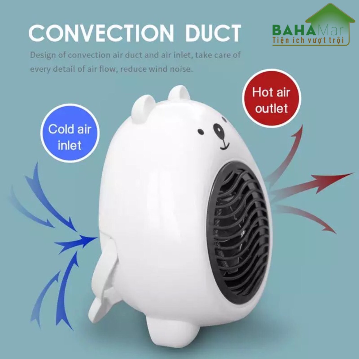 QUẠT SƯỞI ĐIỆN MINI HÌNH GẤU "BAHAMAR" tạo gió ấm thích hợp để phòng ngủ, bàn làm việc . Gió ấm không khô thích hợp cả với các em bé