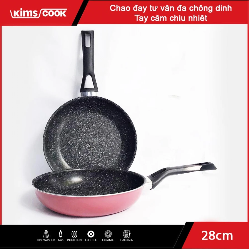 Chảo sâu Easy Cook hợp kim nhôm chống dính vân đá đáy từ Kimscook 28cm