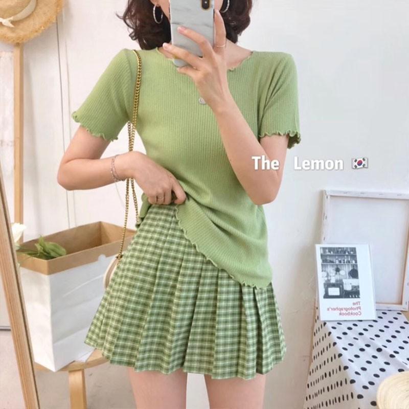 Áo Thun Dệt Kim Tay Ngắn Thời Trang Mùa Hè Cho Nữ