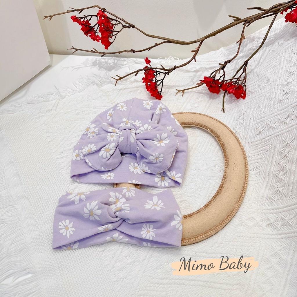 Mũ nón turban cotton tím hoa cho bé gái 6-10kg Mimo Baby MTB66