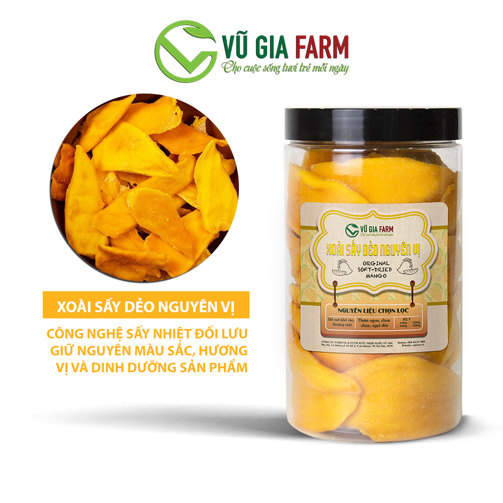 Xoài Sấy Dẻo Nguyên Vị (400g/hộp) - chua ngọt, thơm ngon đặc trưng