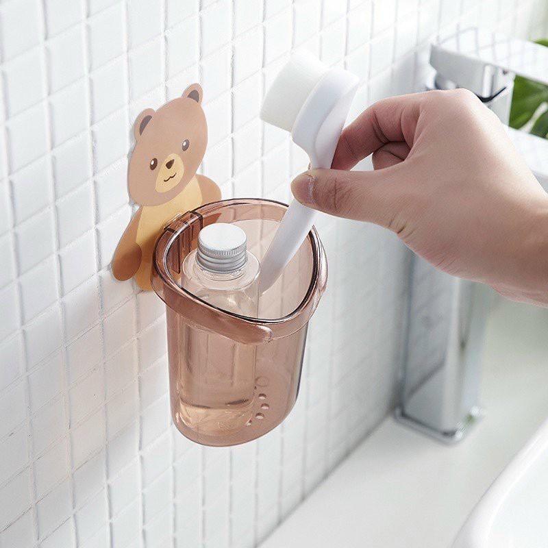 Ly cốc đựng bàn chải đánh răng hình gấu dán tường - CỐC ĐỰNG BÀN CHẢI & KEM ĐÁNH RĂNG DÁN TƯỜNG HÌNH GẤU CỰC XINH