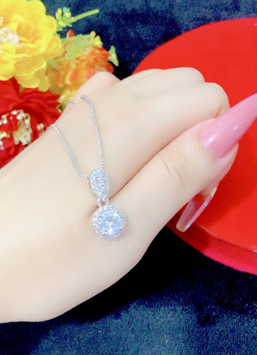 Dây chuyền nữ đính xoàn mạ 18.k cao cấp E60