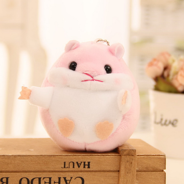 Móc khóa gấu bông Hamster 9cm màu hồng