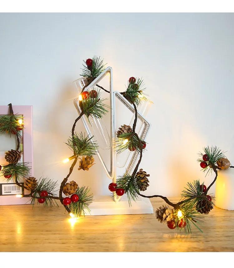 Trong nhà 20 đèn LED hình nón thông Giáng sinh với quả đồng cho ngoài trời trong nhà -  Nón thông Giáng sinh