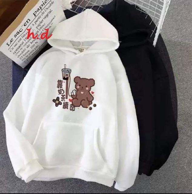 Áo hoodie gấu nâu trà sữa HDV876