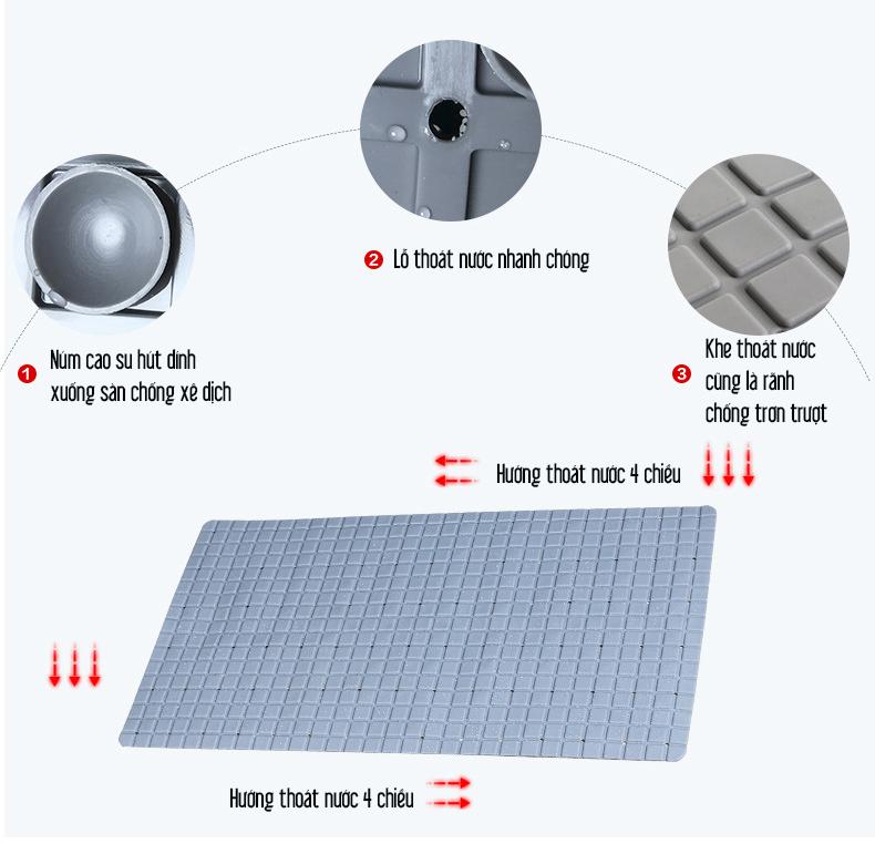 Thảm PVC Lót Sàn Nhà Tắm, chỗ đứng rửa bát nhà bếp Chống Trơn Trượt - loại mới MS11- nhiều màu