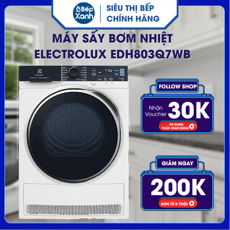 Máy Sấy Bơm Nhiệt Electrolux EDH803Q7WB - Hàng Chính Hãng