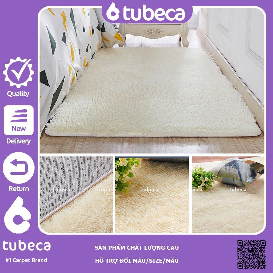 Thảm Lông Xù Trải Sàn Phòng Khách | Màu Trắng Sữa | Loại 1 | Dày 3 Lớp | 2m x 1m6 | TUBECA