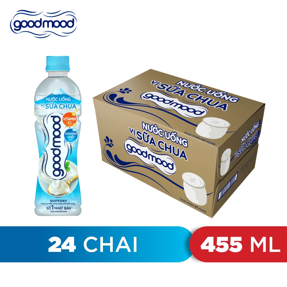 Thùng 24 Chai Nước Uống Vị Sữa Chua Good Mood (455ml X24 Chai)