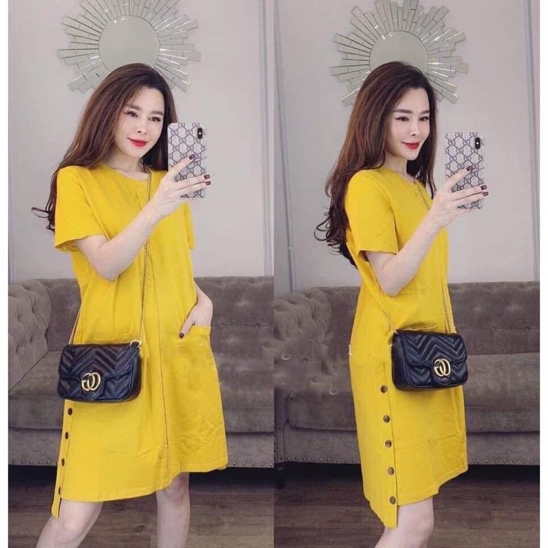 Váy bầu dáng suông chất cotton 40-65kg mùa hè cộc tay