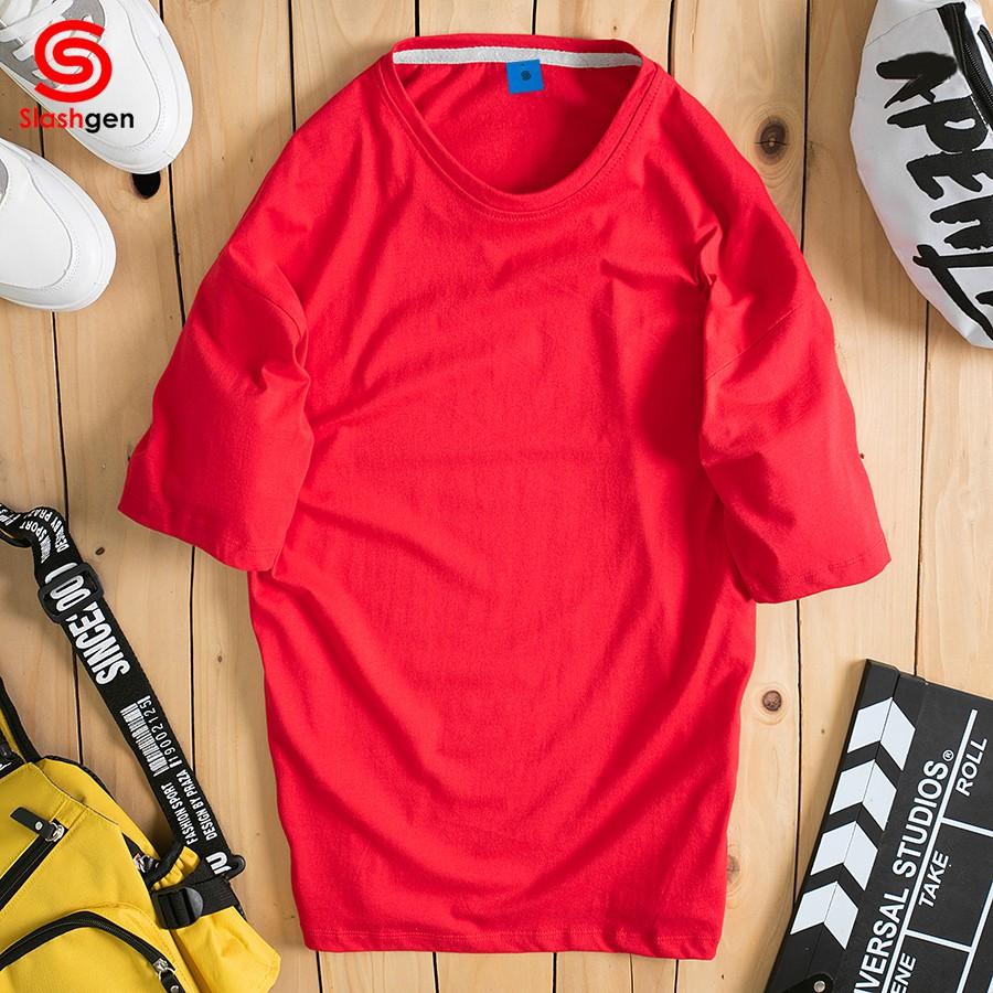 Áo thun nam tay lỡ tay lỡ Trơn 100% Cotton