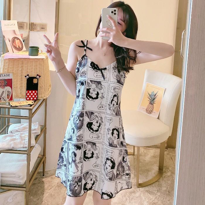 Váy Nữ 2 dây chất lụa mềm mát ️ - Đầm ngủ cao cấp mùa hè xinh xắn dễ thương️ V2D290