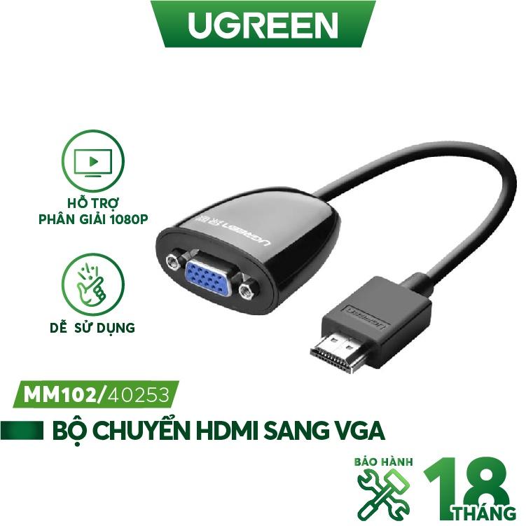 Bộ chuyển đổi HDMI sang VGA (không có Audio) độ phân giải 1920*1080@60Hz (Max) dài 16cm UGREEN MM102 40253 hàng chính hãng