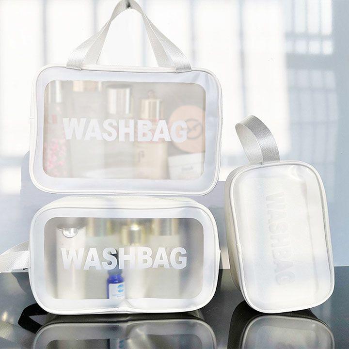 Túi hộp đựng mỹ phẩm, đồ trang điểm du lịch cá nhân washbag B112 trong suốt có khóa kéo, chống thấm nước tiện dụng.