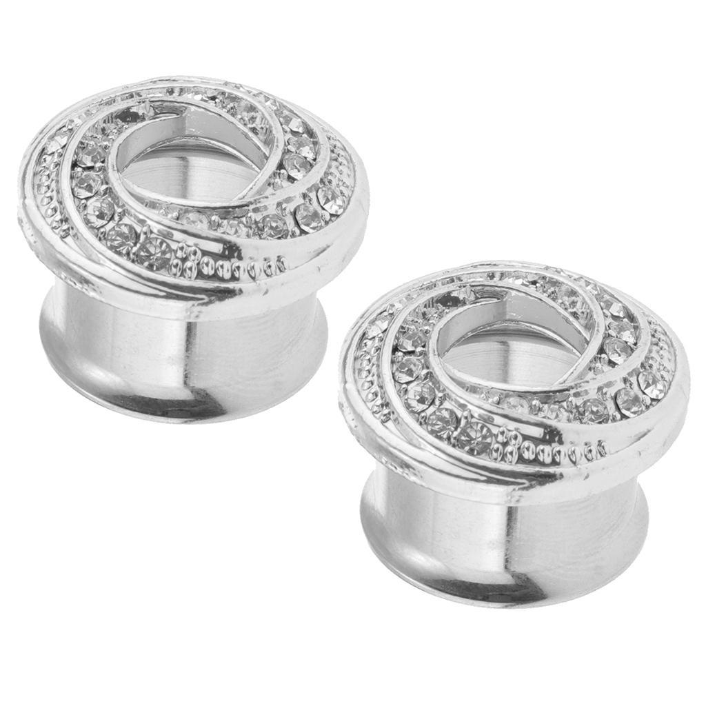 2PCS Stainless Piercing Round Ear Expanders Ear Piercing Tunnels Jewelry