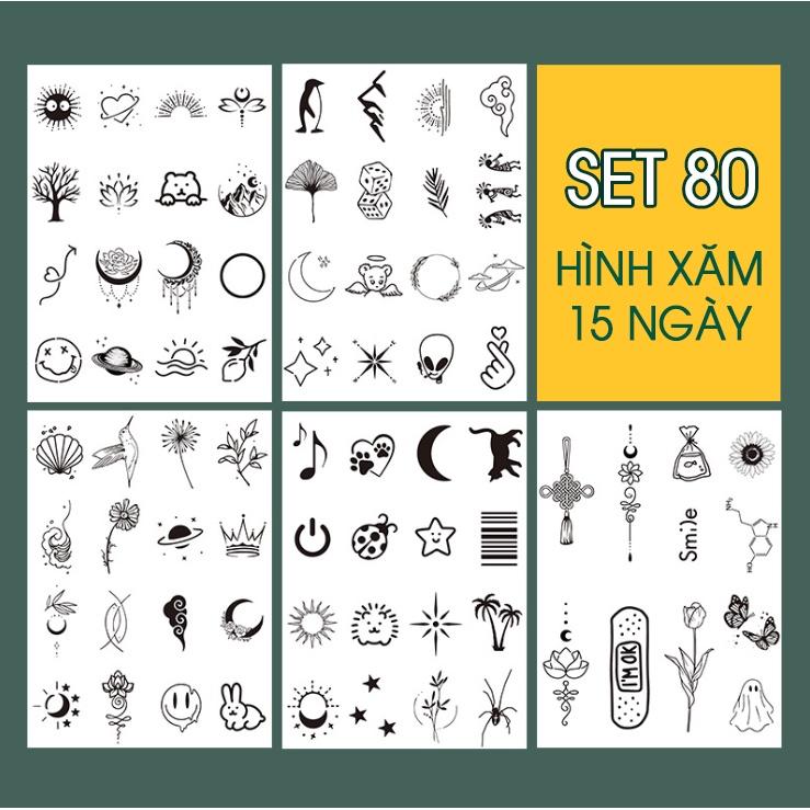 Set 80 Hình Xăm Mini, Hình Xăm 15 Ngày Chống Nước y xăm thật MÃ QHW0019