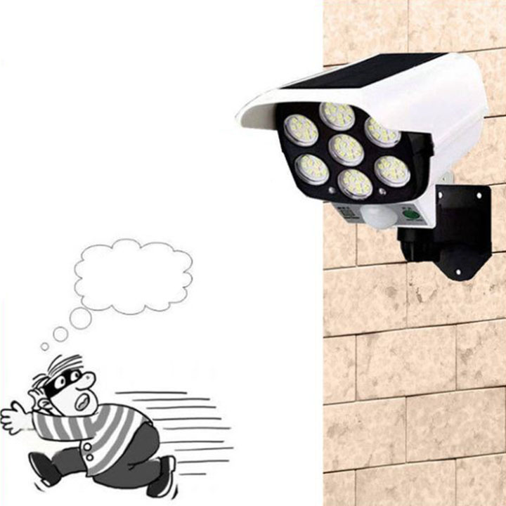 Đèn LED cảm ứng năng lượng mặt trời (mô hình camera chống trộm)- Hàng Nhập Khẩu