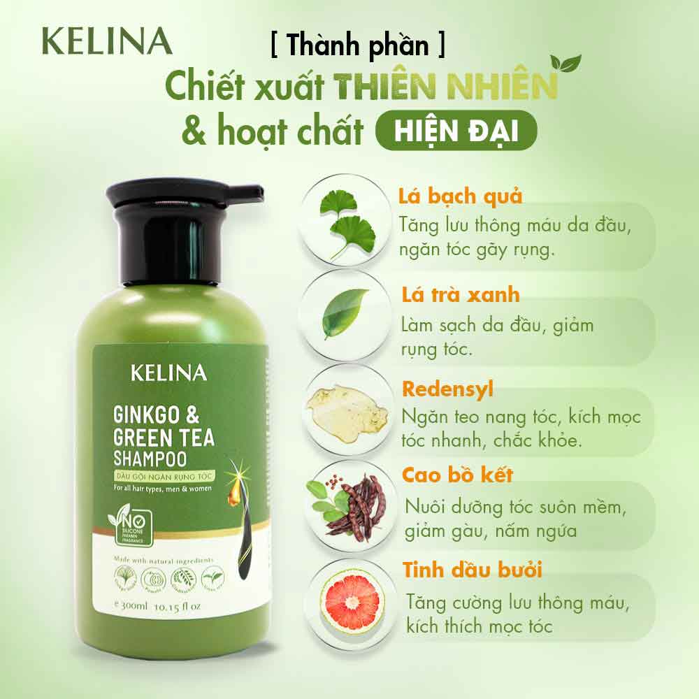 Dầu Gội Thảo Dược Kích Mọc Tóc, Ngăn Ngừa Gàu Ngứa Và Bết Tóc Kelina 300ml