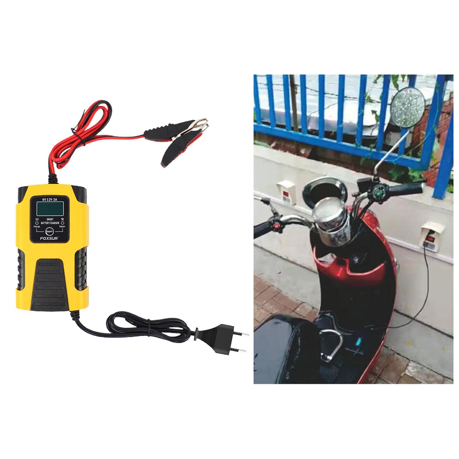 Battery Charger 6V 12V Trickle Charger LCD Display for Motorbike Euplug