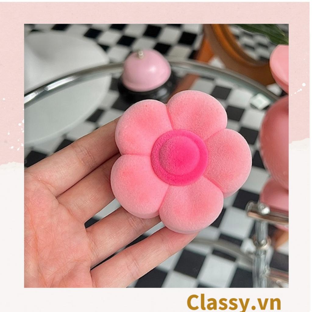 Hộp đựng nhẫn, đựng khuyên tai Classy hình bông đào màu hồng Q1591