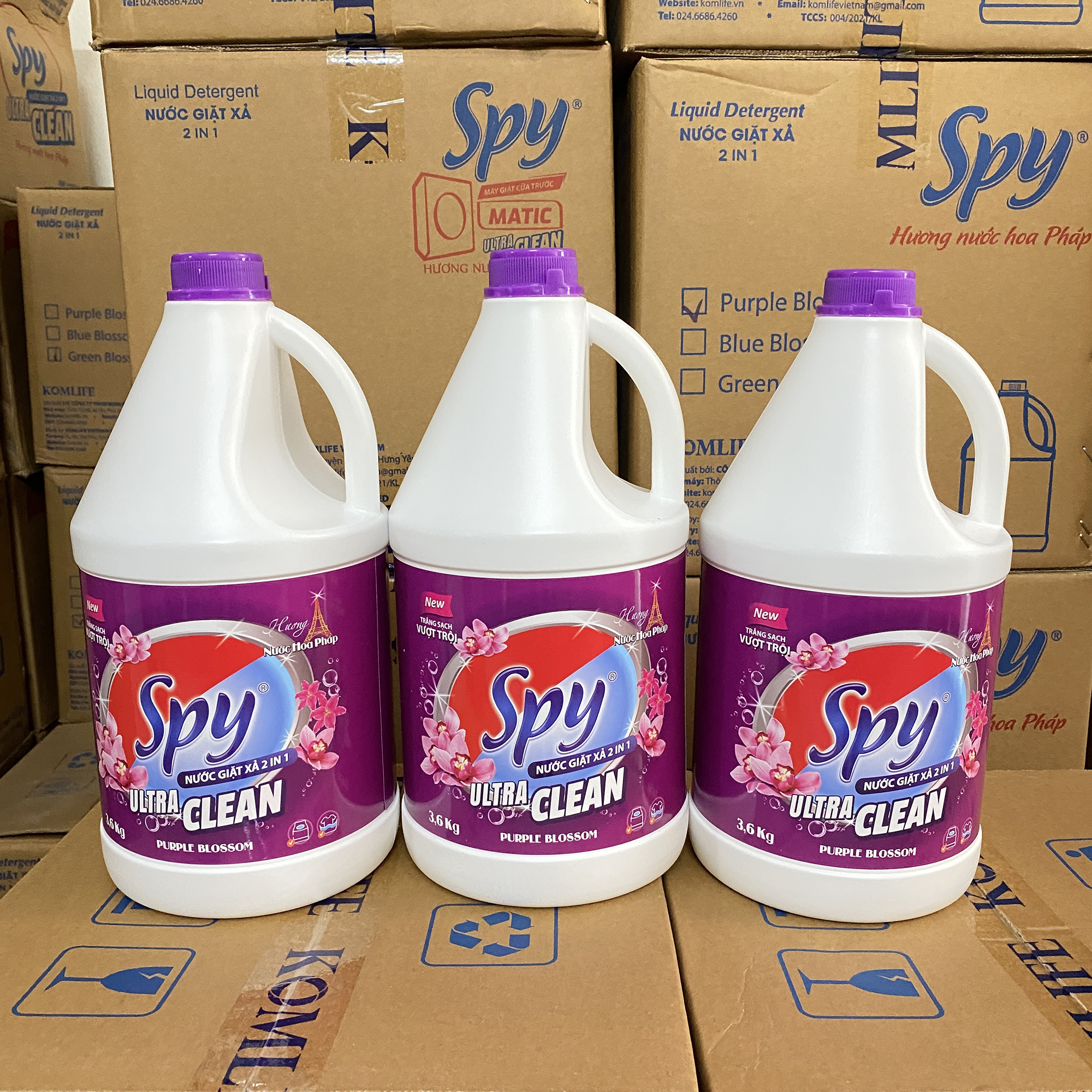 Nước giặt xả SPY Ultra Clean màu Tím 4,6kg 2 trong 1 hương hoa Pháp trắng sạch vượt trội lưu hương dài lâu