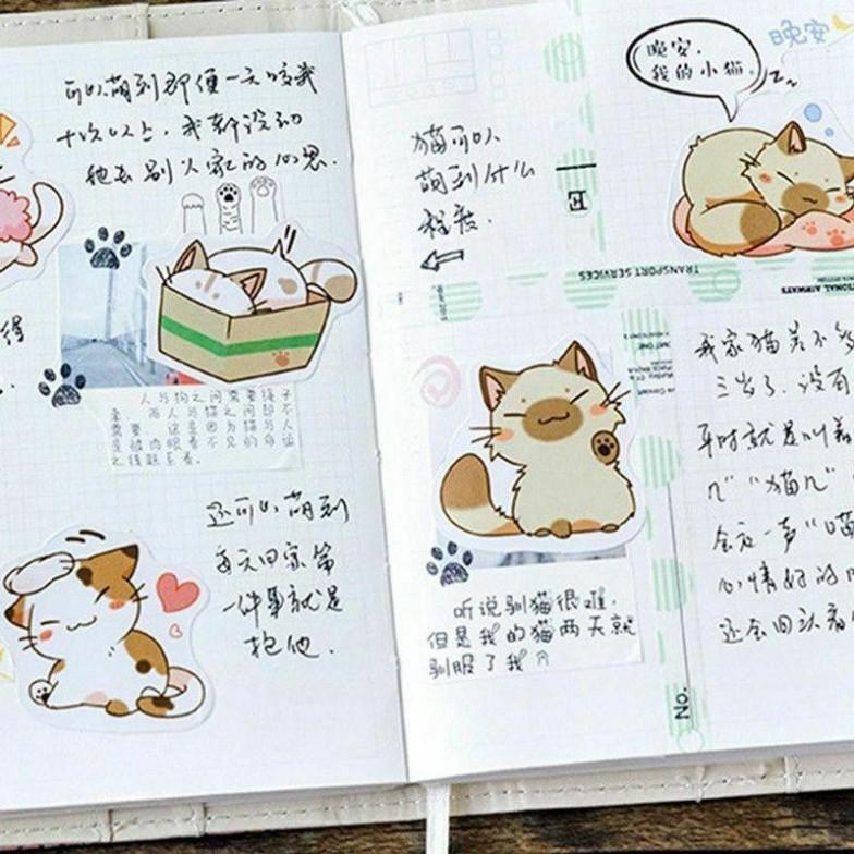 Bộ 45 sticker dán trang trí hình mèo dễ thương