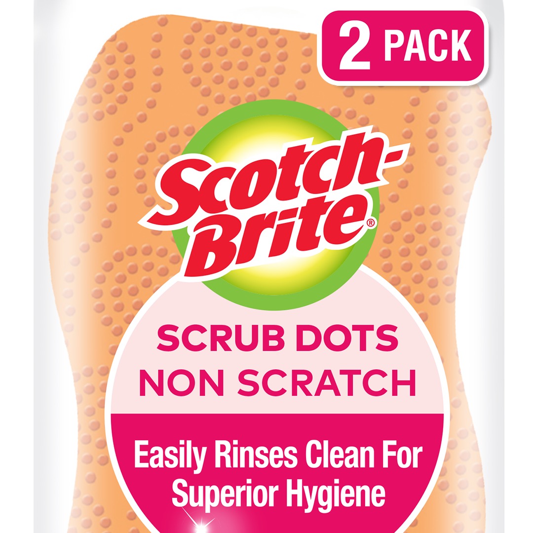 Miếng rửa chén hạt nổi siêu sạch Scotch Brite 3M đa năng, công nghệ độc quyền mới, mút kháng khuẩn ngăn vi trùng, không gây mùi, không bám cặn bẩn, dễ dàng vệ sinh (Màu cam/ Màu xanh lục)