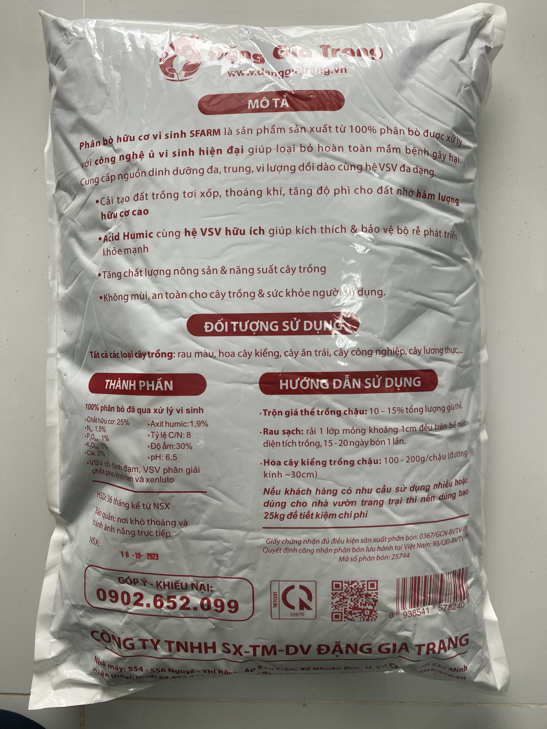 PHÂN BÒ Ủ VI SINH 5 KG