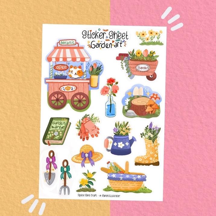 Sticker sheet garden art - chuyên dán, trang trí sổ nhật kí, sổ tay | Bullet journal sticker - unim004