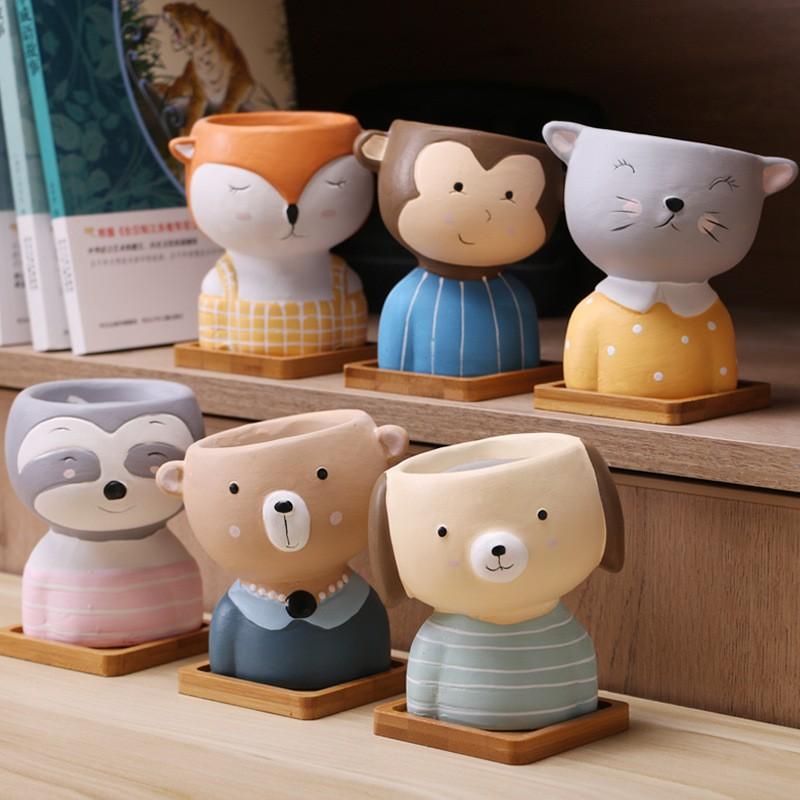 Chậu trồng cây, chậu hoa hình các con vât đáng yêu, phù hợp trồng cây để bàn như sen đá, xương rồng, cẩm nhung