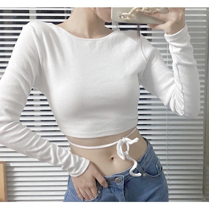 Áo Croptop tay dài hở lưng