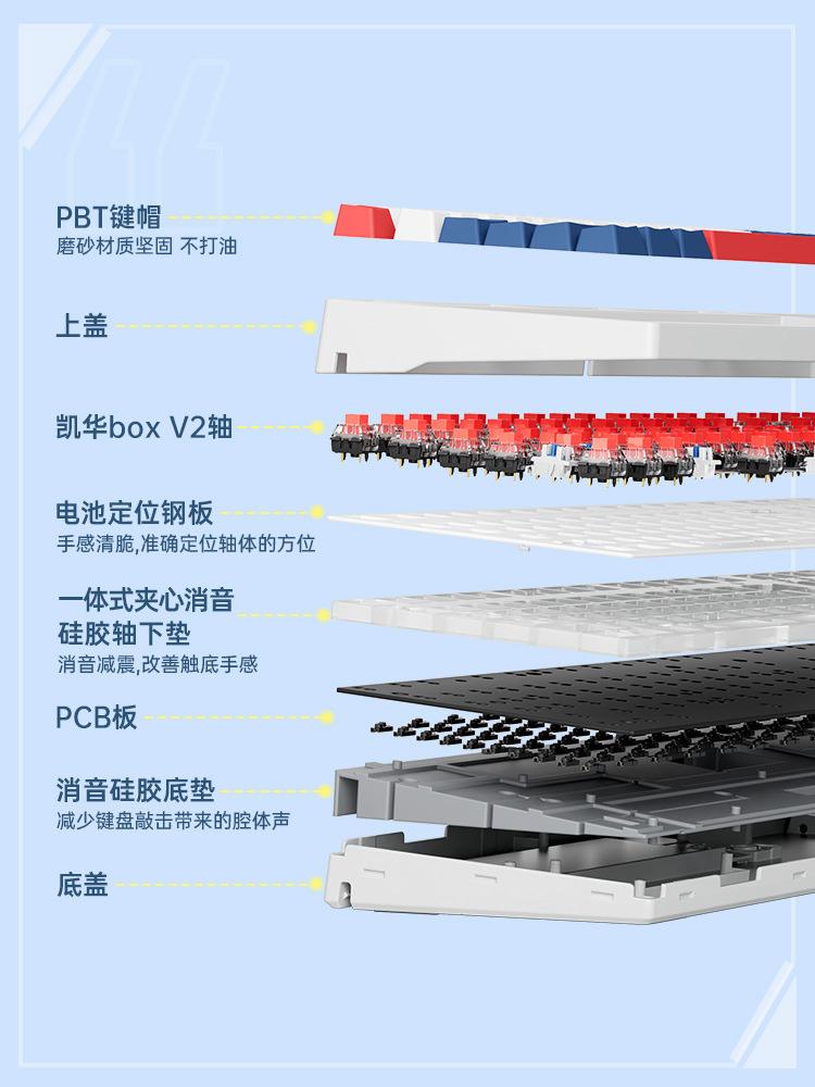 Đảm bảo chất lượng MCHOSE K980 tùy chỉnh bàn phím cơ full-key bàn phím chơi game không dây Bluetooth ba chế độ có thể tráo đổi nóng
