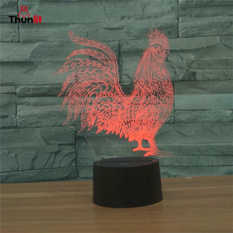 Đèn Ngủ Để Bàn Hình Con Gà Trống Cổng Cắm USB Nhiều Màu Sắc