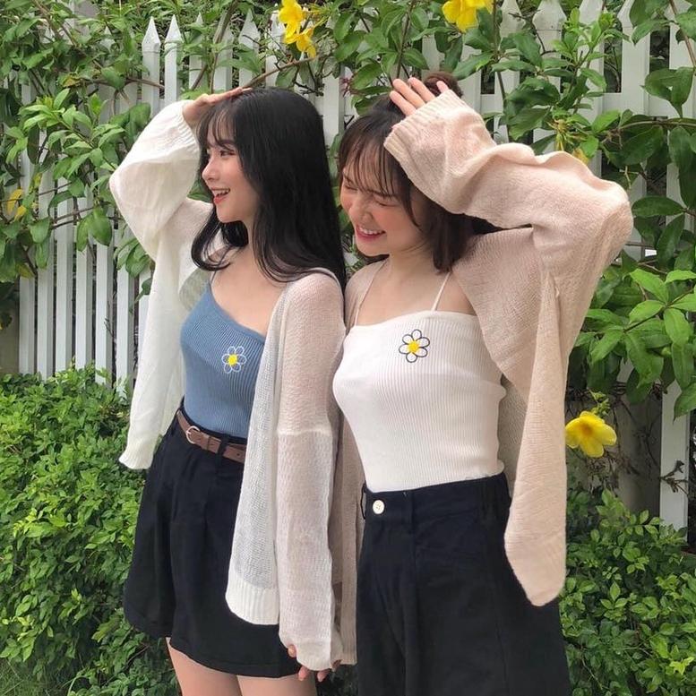 Áo khoác len Cardigan MỎNG DÁNG DÀI loại 1 mặc 4 mùa phong cách Hàn Quốc