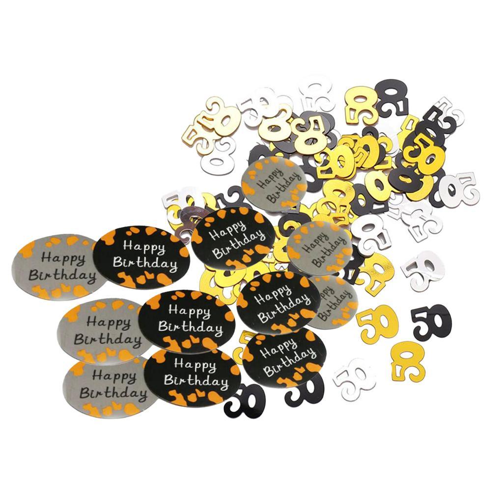 Digital 50 Party Confetti Sprinkles 50th Birthday Rose Gold, Black Gold