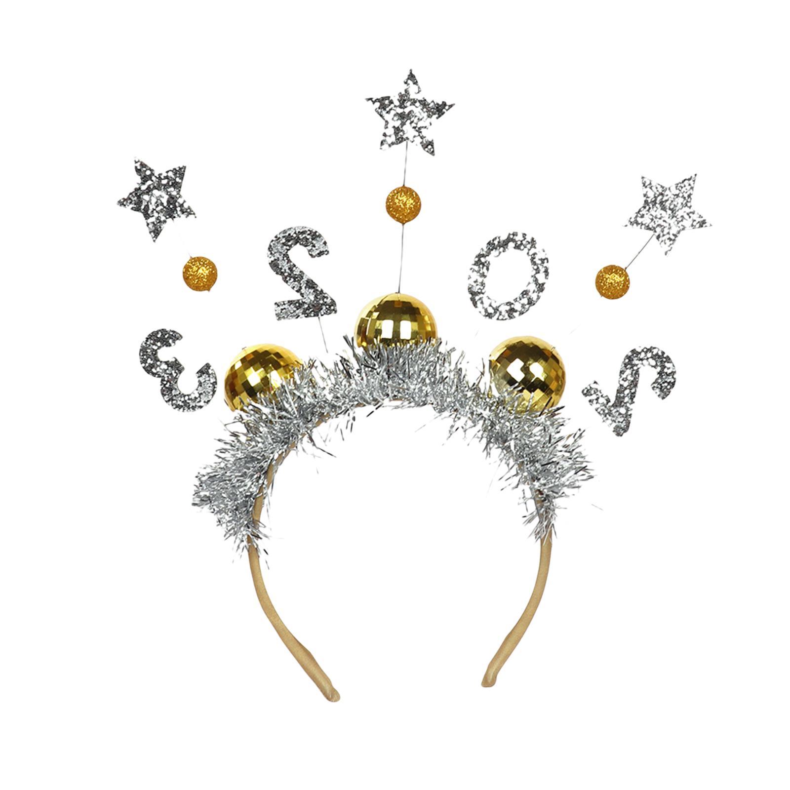 4 2023 New Year Headbands Tiara Headdress for Costume New Years Eve Cosplay
