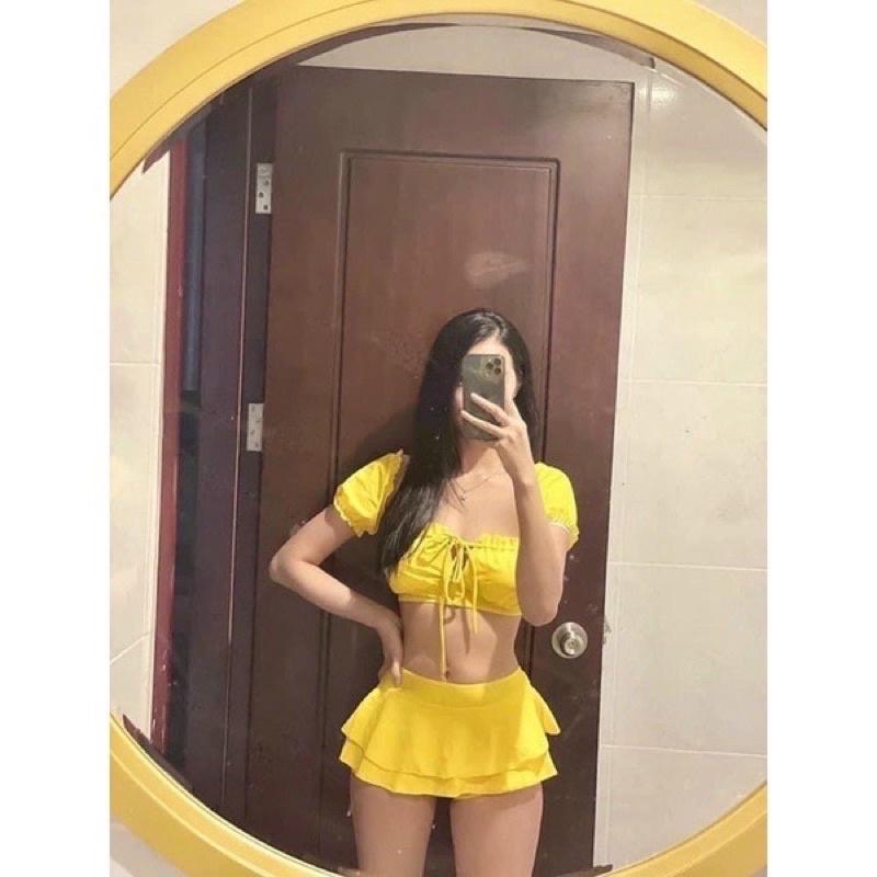 Bikini trễ vai sexy siêu xinh màu vàng