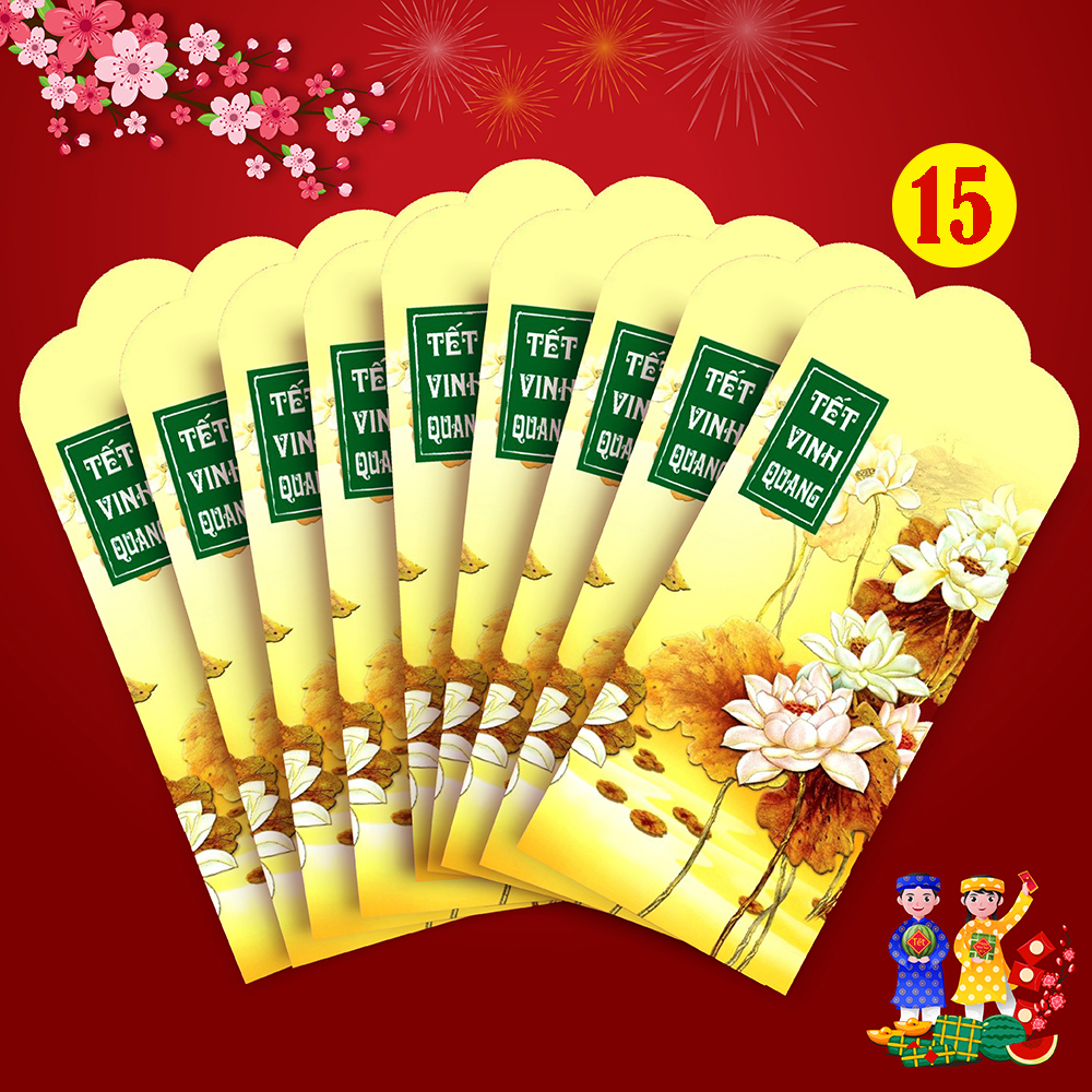 Xấp 10 Bao Lì Xì Cao Cấp - Chúc Năm Mới Tết GIÁP THÌN 2024 - COMBO DỄ THƯƠNG