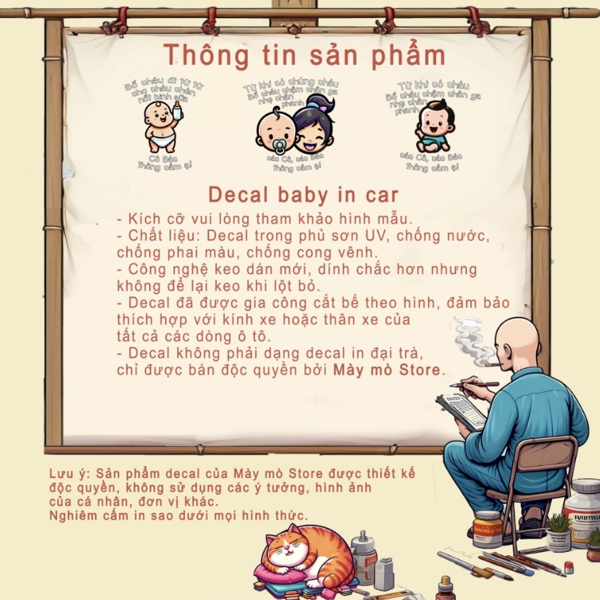 Decal dán xe, tem dán xe, Con lợn chiếu pha - thiết kế đặc biệt phủ sơn UV dán kính hậu ôtô Mày mò Store