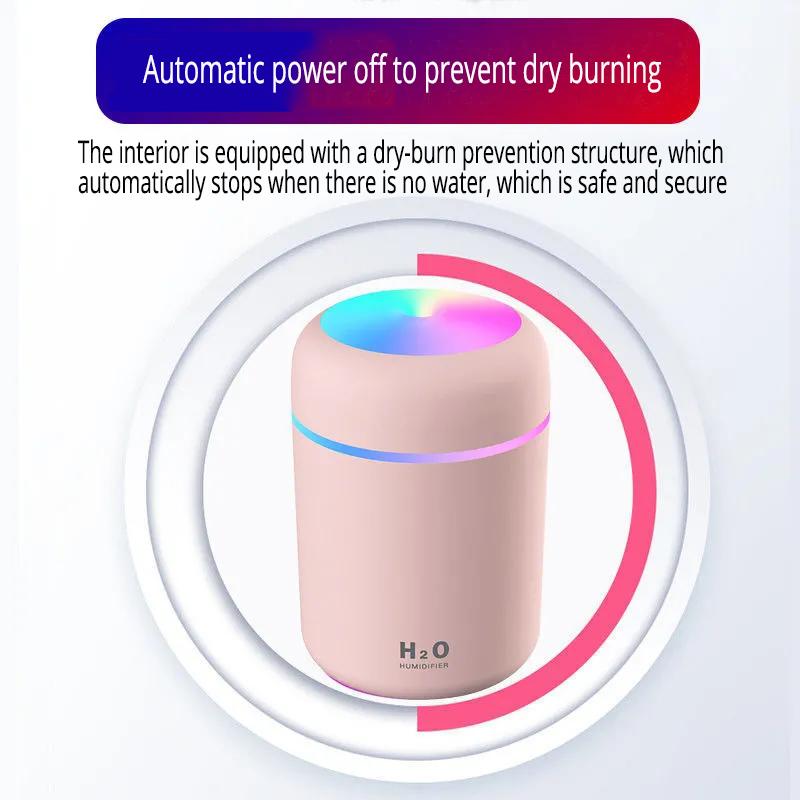 300Ml USB Mini Máy Tạo Độ Ẩm Không Khí Thơm Xe Máy Khuếch Tán Tinh Dầu Siêu Âm Phun Sương Tạo Led Đèn Ngủ Không Khí Tươi Hơn Cho xe Ô Tô Ngôi Nhà