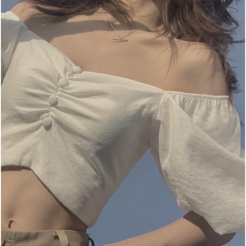 Áo croptop tay bồng Secode mặc 2 kiểu đều được