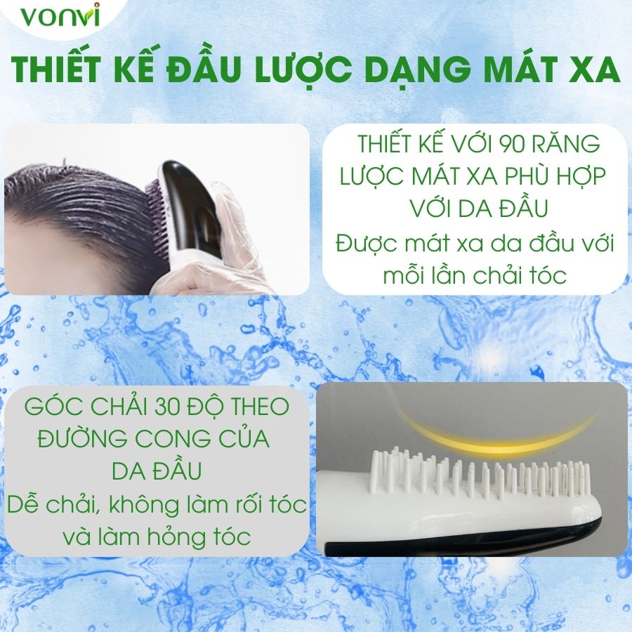 Lược nhuộm tóc thông minh đen tóc VONVI nhuộm tóc đen phủ bạc trong 10 phút 200ml