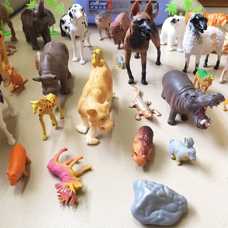 bộ đồ chơi mô phỏng động vật 58 con bằng silicon bền đẹp chân thực