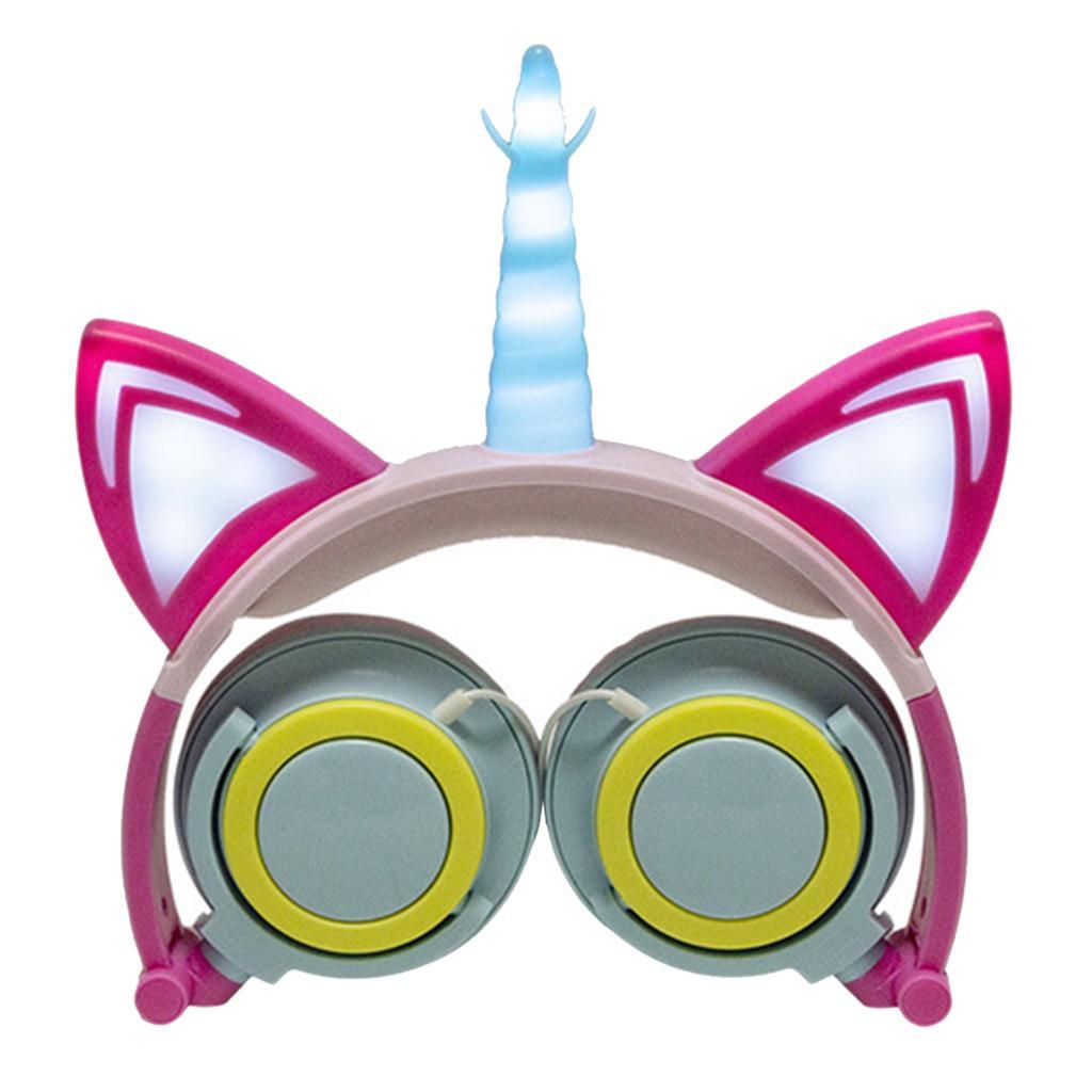 Cat Ear Unicorn Kids Headphones LED Flashing Girls Headband
